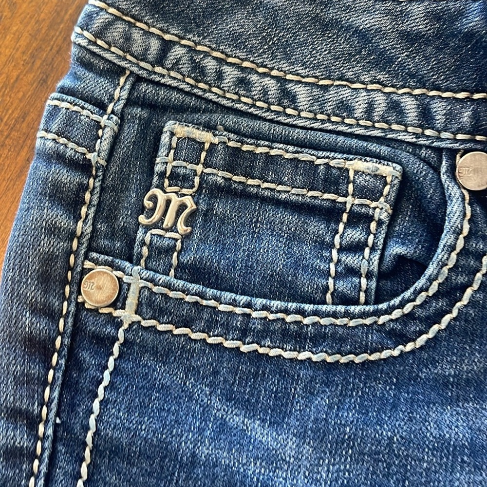 Miss Me Boho Embroidered Jeans JP7762AK blue ankle skinny denim  jeans 26 - Picture 2 of 11